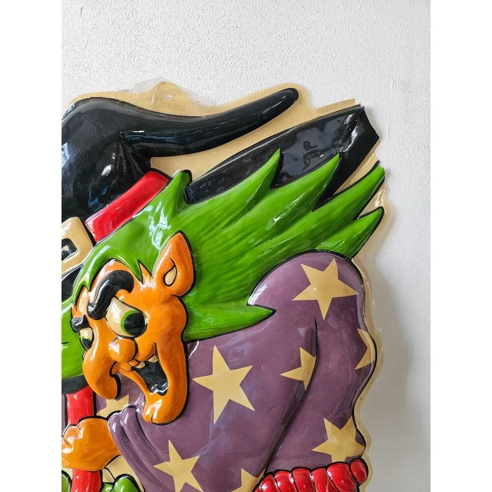 Vintage witch celluloid plastic Halloween hanging lawn window cauldron skulls ca